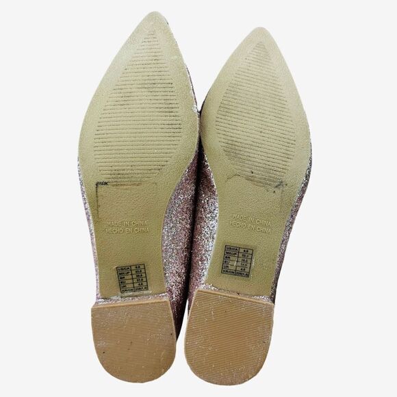 Forever 21 Rose Gold Pink Sparkle Glitter Pointed Toe Flats - Picture 10 of 10
